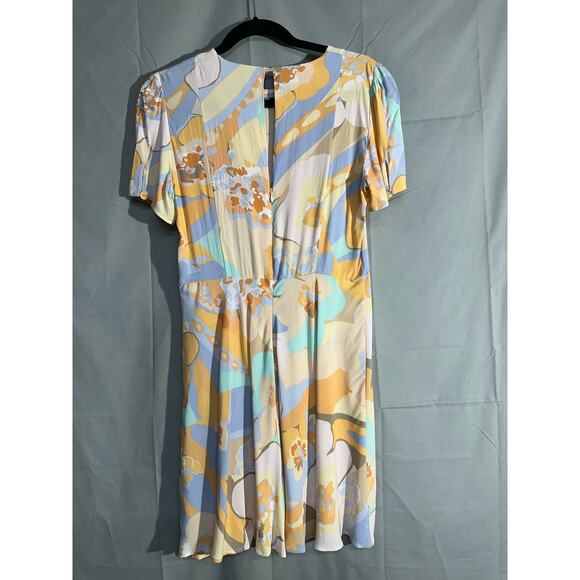 Zara Dress Medium Orange Mini Pastel Retro Floral Mod Psychedelic Artsy Abstract - Picture 3 of 8